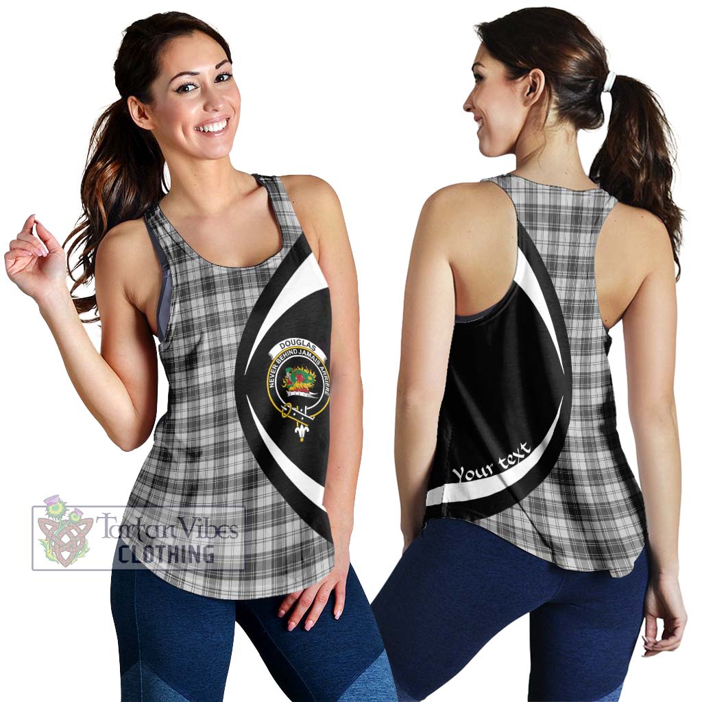 Douglas Grey Modern Tartan Women's Racerback Tanks with Family Crest Circle Style 4XL - Tartan Vibes Clothing