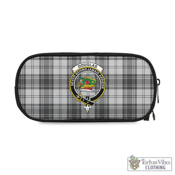 Douglas Grey Modern Tartan Pen and Pencil Case with Family Crest