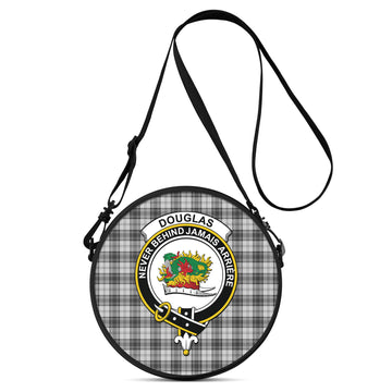 Douglas Grey Modern Tartan Round Satchel Bags with Family Crest