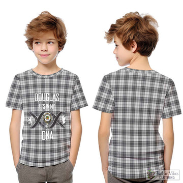 Douglas Grey Modern Tartan Kid T-Shirt with Family Crest DNA In Me Style