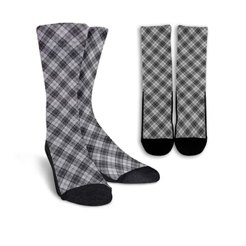 Douglas Grey Modern Tartan Crew Socks Cross Style