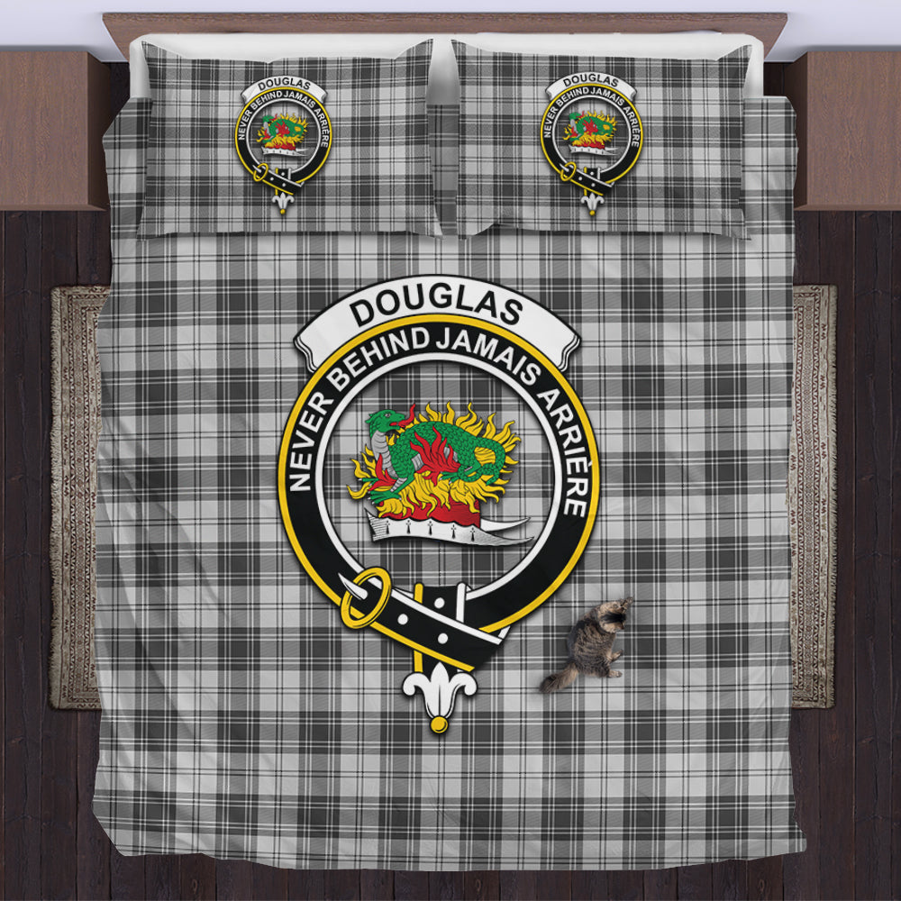 Douglas Grey Modern Tartan Bedding Set with Family Crest US Bedding Set - Tartan Vibes Clothing