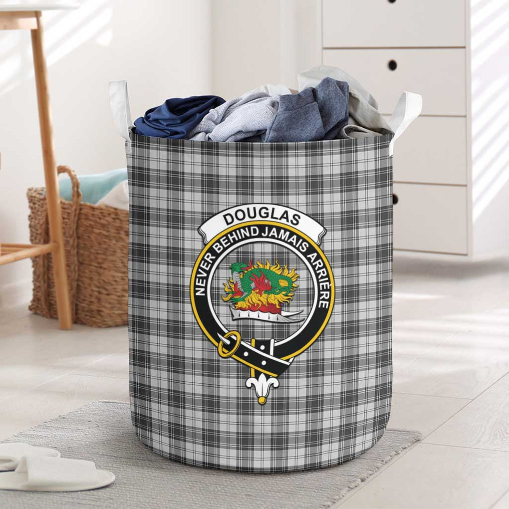 Douglas Grey Modern Tartan Laundry Basket with Family Crest One Size - Tartanvibesclothing Shop