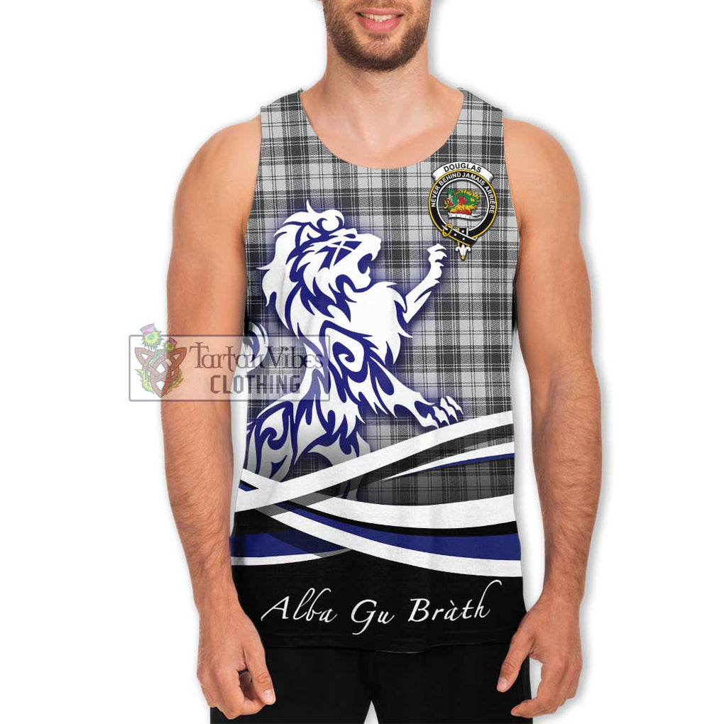 Douglas Grey Modern Tartan Men's Tank Top with Alba Gu Brath Regal Lion Emblem Men - Tartanvibesclothing Shop