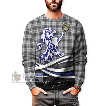 Douglas Grey Modern Tartan Sweatshirt with Alba Gu Brath Regal Lion Emblem