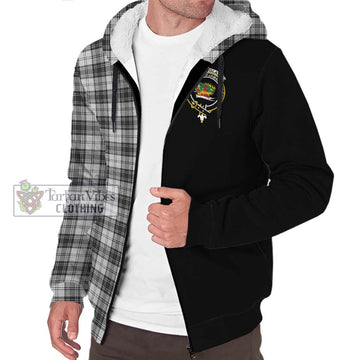 Douglas Grey Modern Tartan Sherpa Hoodie with Family Crest and Half Of Me Style