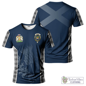 Douglas Grey Modern Tartan T-Shirt with Family Crest and Scottish Thistle Vibes Sport Style