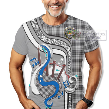 Douglas Grey Modern Tartan T-Shirt with Epic Bagpipe Style