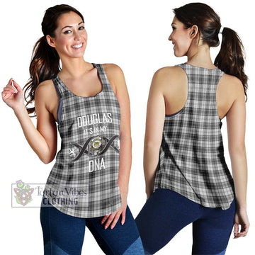 Douglas Grey Modern Tartan Women's Racerback Tanks with Family Crest DNA In Me Style