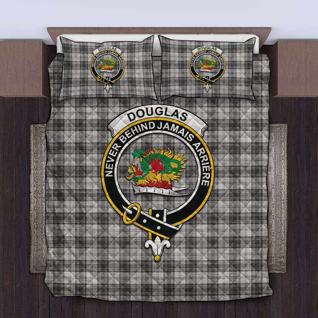 Douglas Grey Modern Tartan Quilt Bed Set with Family Crest Twin - Tartan Vibes Clothing