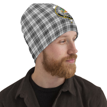 Douglas Grey Modern Tartan Beanies Hat with Family Crest