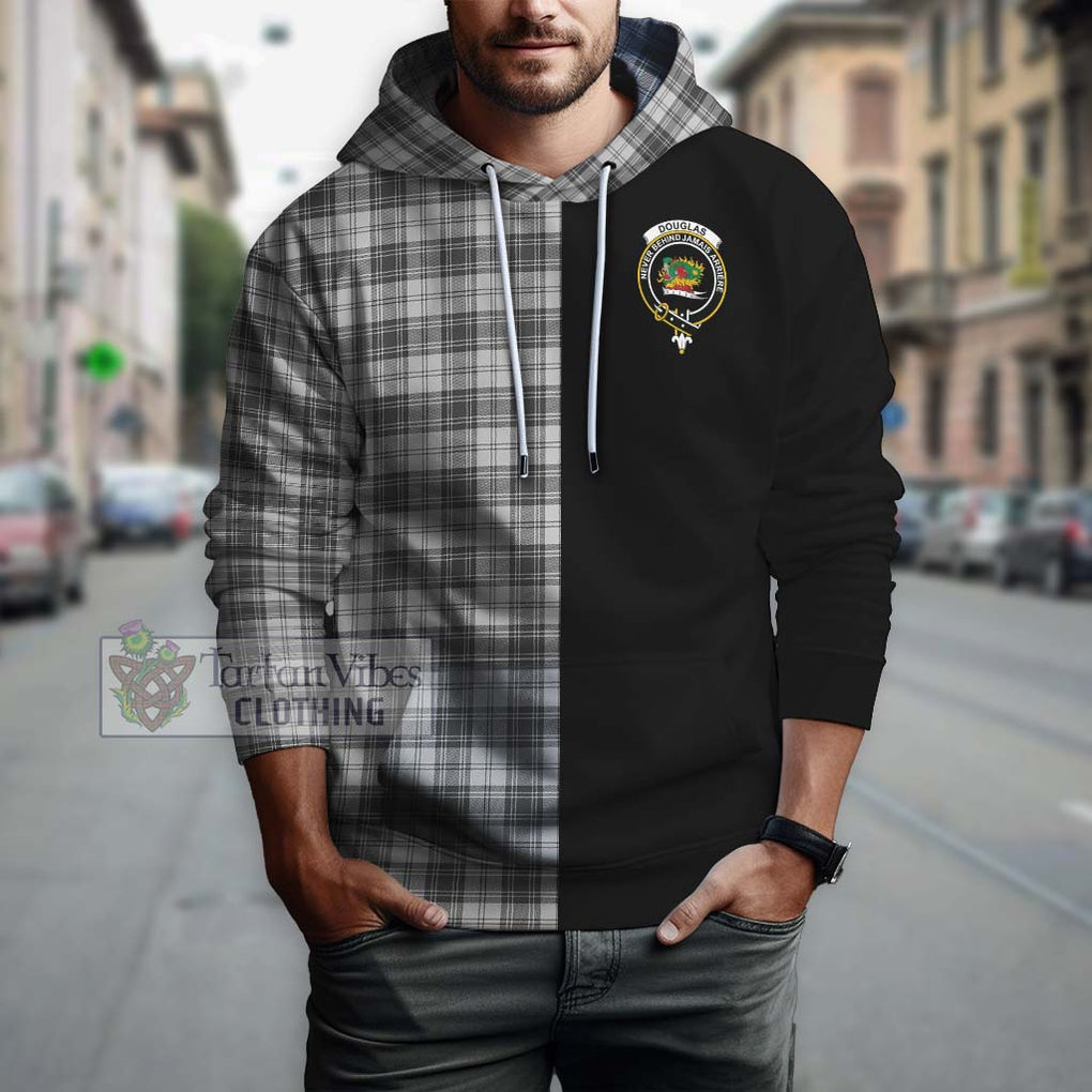 Douglas Grey Modern Tartan Hoodie with Family Crest and Half Of Me Style Zip Hoodie - Tartanvibesclothing Shop