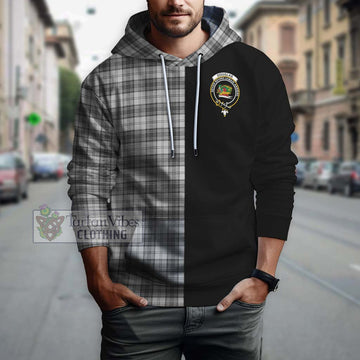 Douglas Grey Modern Tartan Hoodie with Family Crest and Half Of Me Style