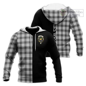 Douglas Grey Modern Tartan Knitted Hoodie with Family Crest and Half Of Me Style