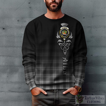 Douglas Grey Modern Tartan Sweatshirt Featuring Alba Gu Brath Family Crest Celtic Inspired