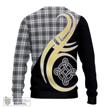 Douglas Grey Modern Tartan Ugly Sweater with Family Crest and Celtic Symbol Style