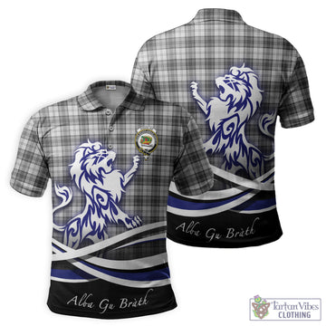 Douglas Grey Modern Tartan Polo Shirt with Alba Gu Brath Regal Lion Emblem