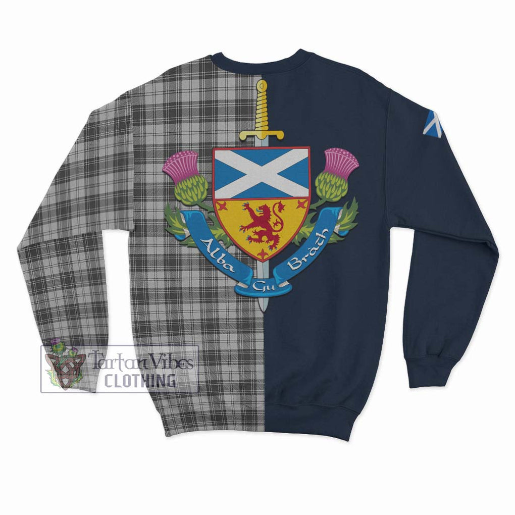 Tartan Vibes Clothing Douglas Grey Modern Tartan Sweatshirt with Scottish Lion Royal Arm Half Style