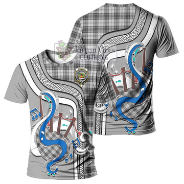 Douglas Grey Modern Tartan T-Shirt with Epic Bagpipe Style