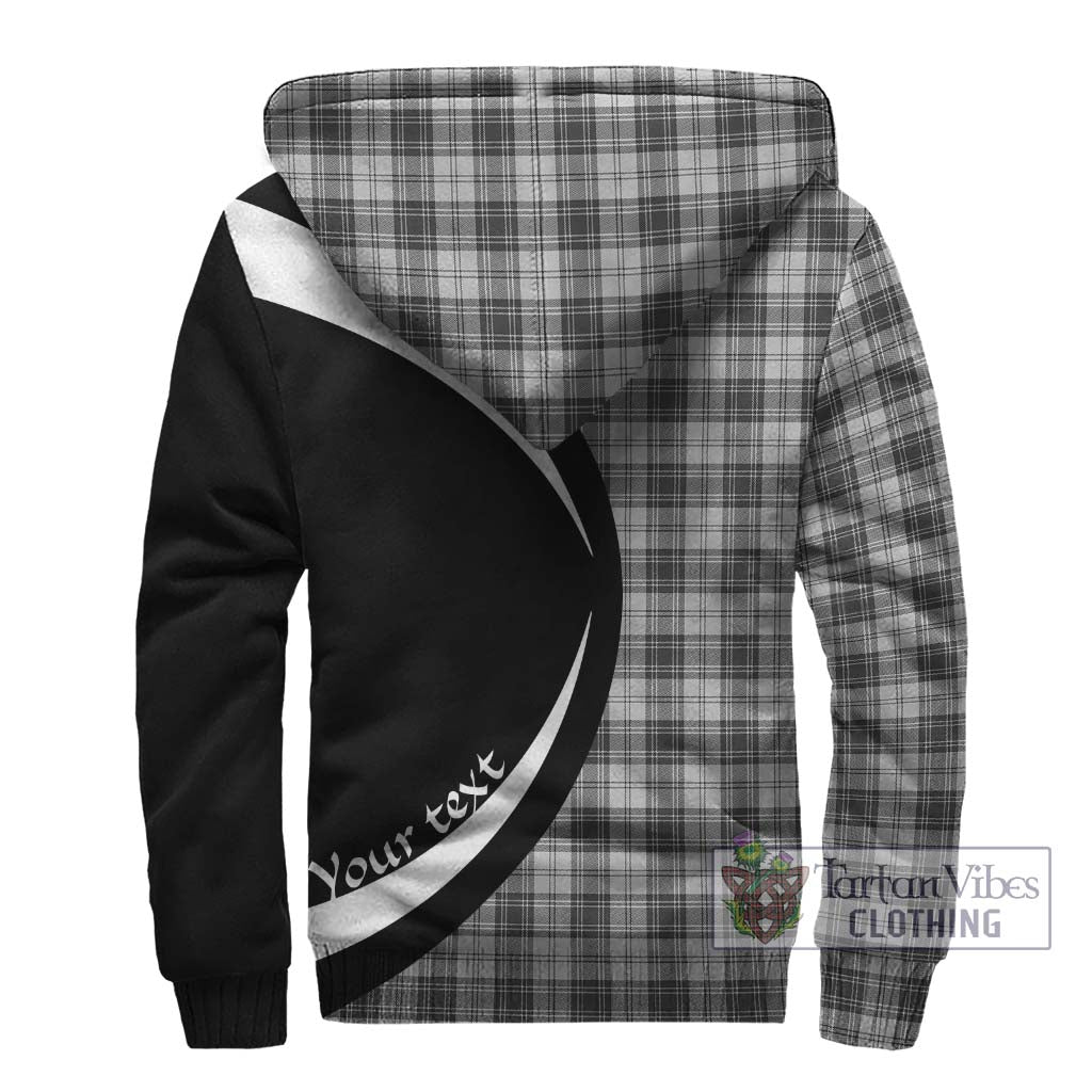 Douglas Grey Modern Tartan Sherpa Hoodie with Family Crest Circle Style - Tartan Vibes Clothing