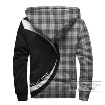 Douglas Grey Modern Tartan Sherpa Hoodie with Family Crest Circle Style