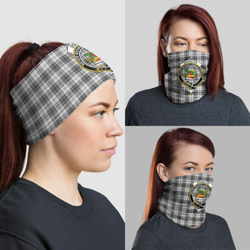 Douglas Grey Modern Tartan Neck Gaiters, Tartan Bandanas, Tartan Head Band with Family Crest