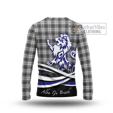 Douglas Grey Modern Tartan Long Sleeve T-Shirt with Alba Gu Brath Regal Lion Emblem