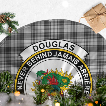 Douglas Grey Modern Tartan Christmas Tree Skirt with Family Crest