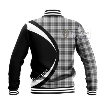 Douglas Grey Modern Tartan Baseball Jacket with Family Crest Circle Style