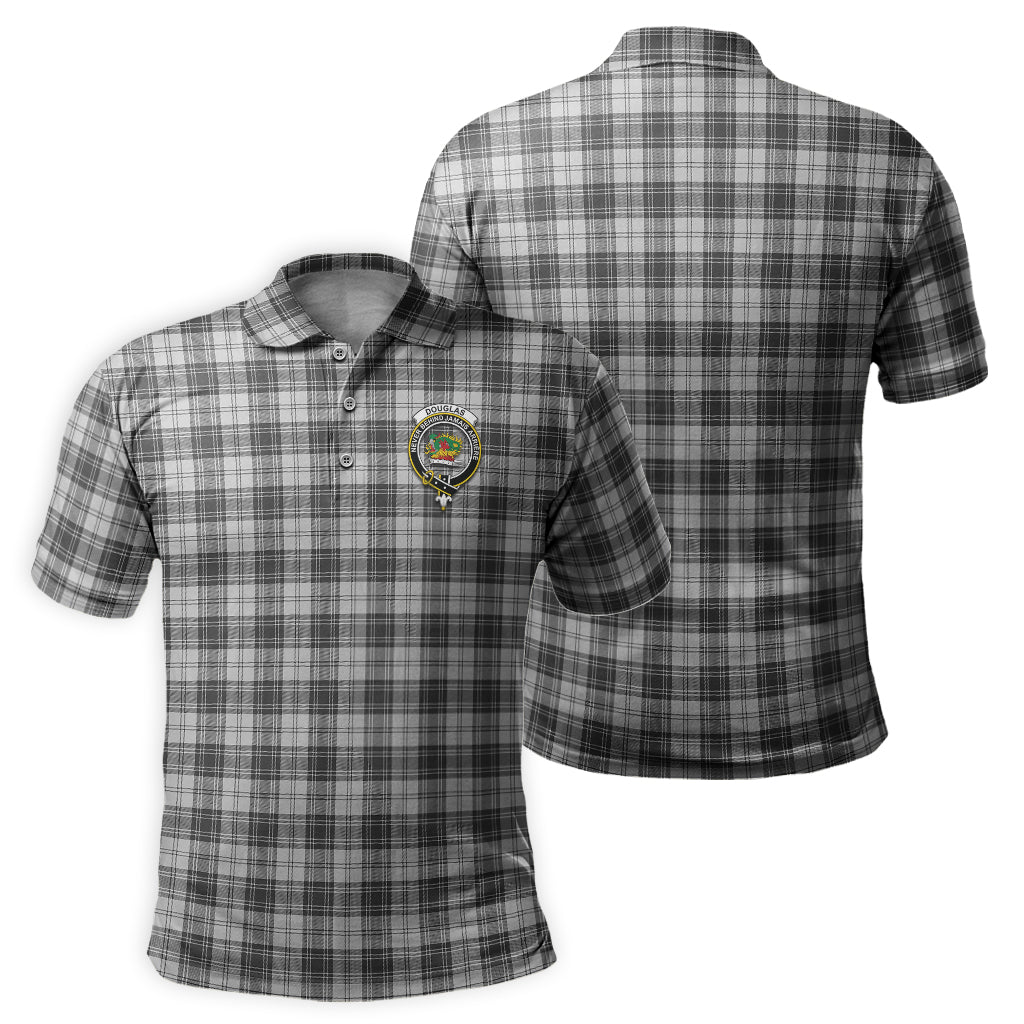 Douglas Grey Modern Tartan Men's Polo Shirt with Family Crest - Tartan Vibes Clothing