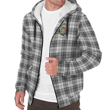 Douglas Grey Modern Tartan Sherpa Hoodie with Family Crest