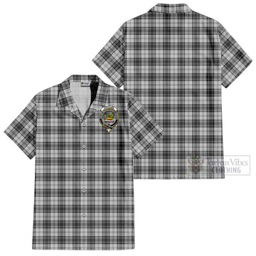 Douglas Grey Modern Tartan Cotton Hawaiian Shirt with Family Crest