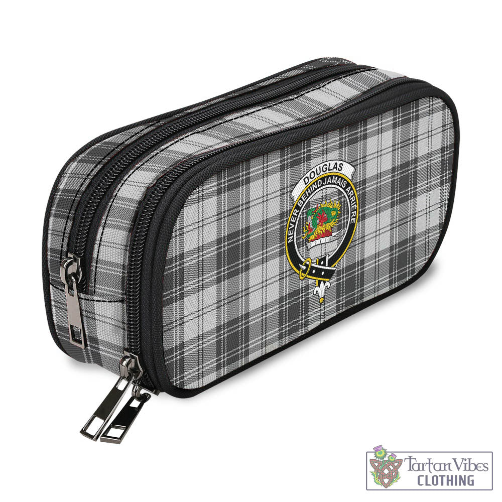 Tartan Vibes Clothing Douglas Grey Modern Tartan Pen and Pencil Case with Family Crest