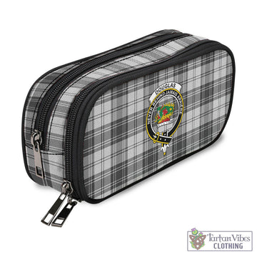 Douglas Grey Modern Tartan Pen and Pencil Case with Family Crest