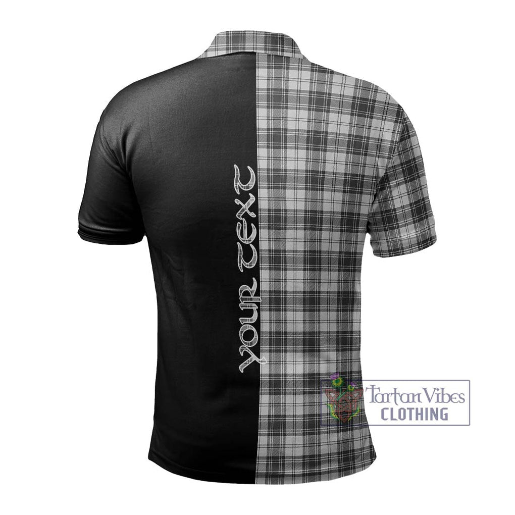 Douglas Grey Modern Tartan Polo Shirt with Family Crest and Half Of Me Style - Tartanvibesclothing Shop