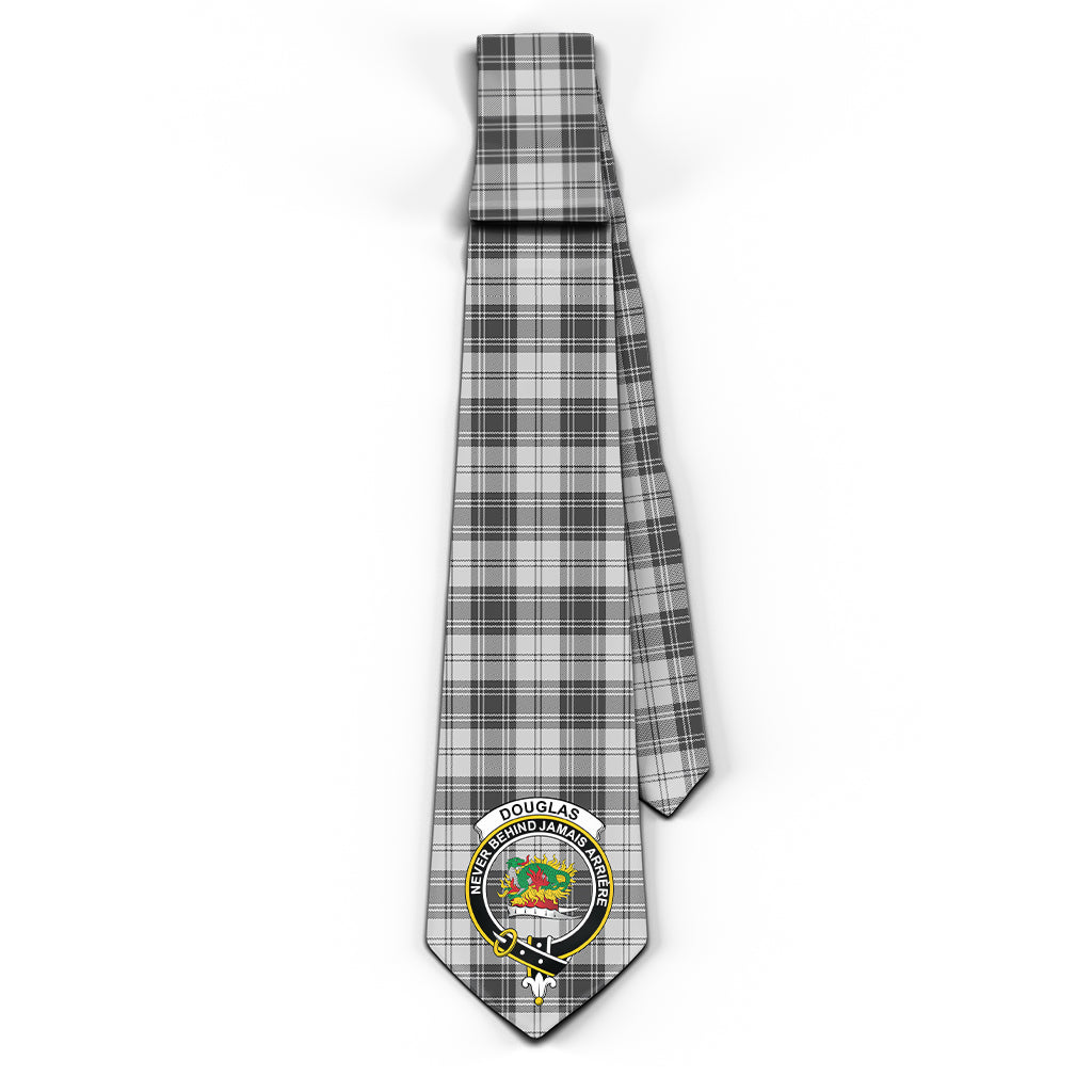 Douglas Grey Modern Tartan Classic Necktie with Family Crest - Tartan Vibes Clothing