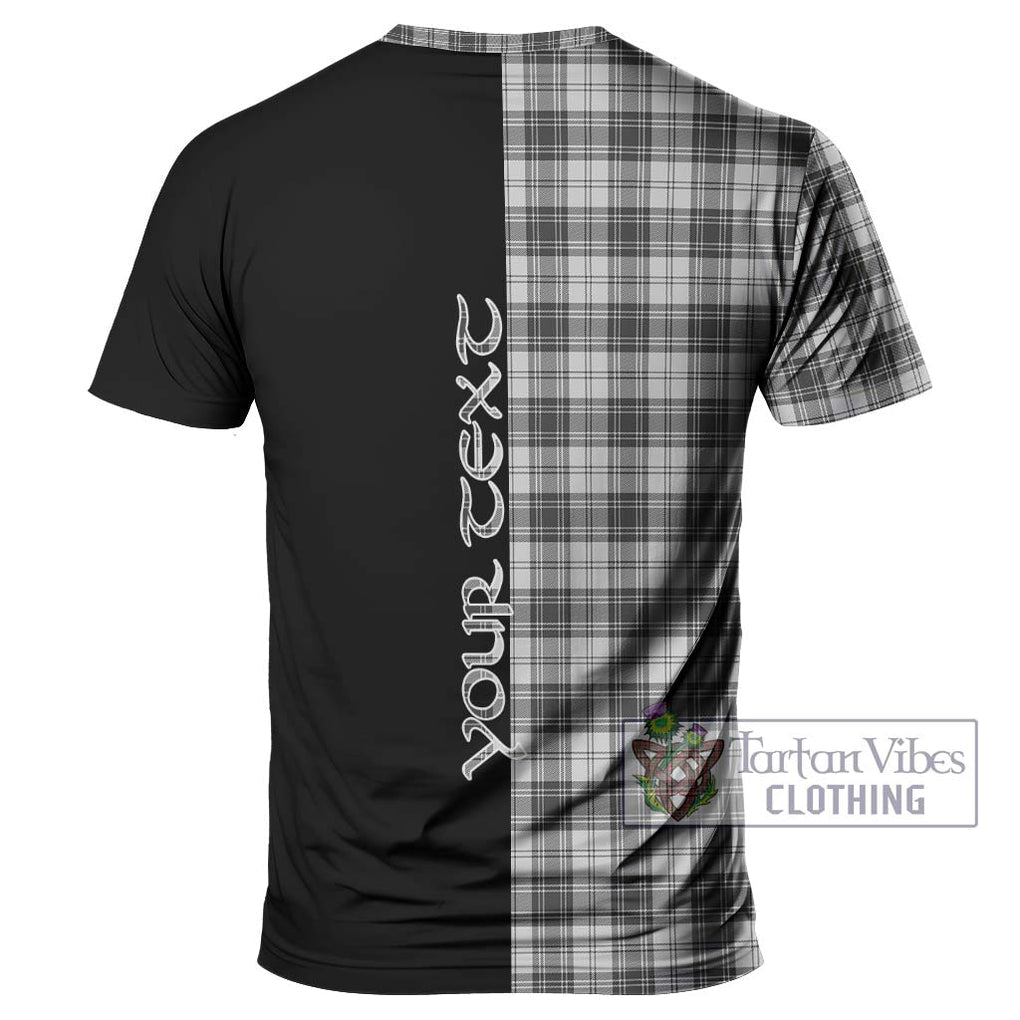 Douglas Grey Modern Tartan T-Shirt with Family Crest and Half Of Me Style - Tartanvibesclothing Shop