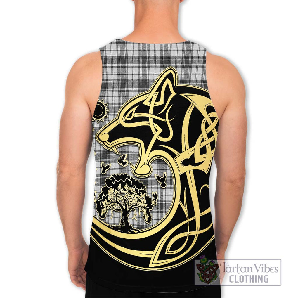 Douglas Grey Modern Tartan Men's Tank Top with Family Crest Celtic Wolf Style - Tartan Vibes Clothing