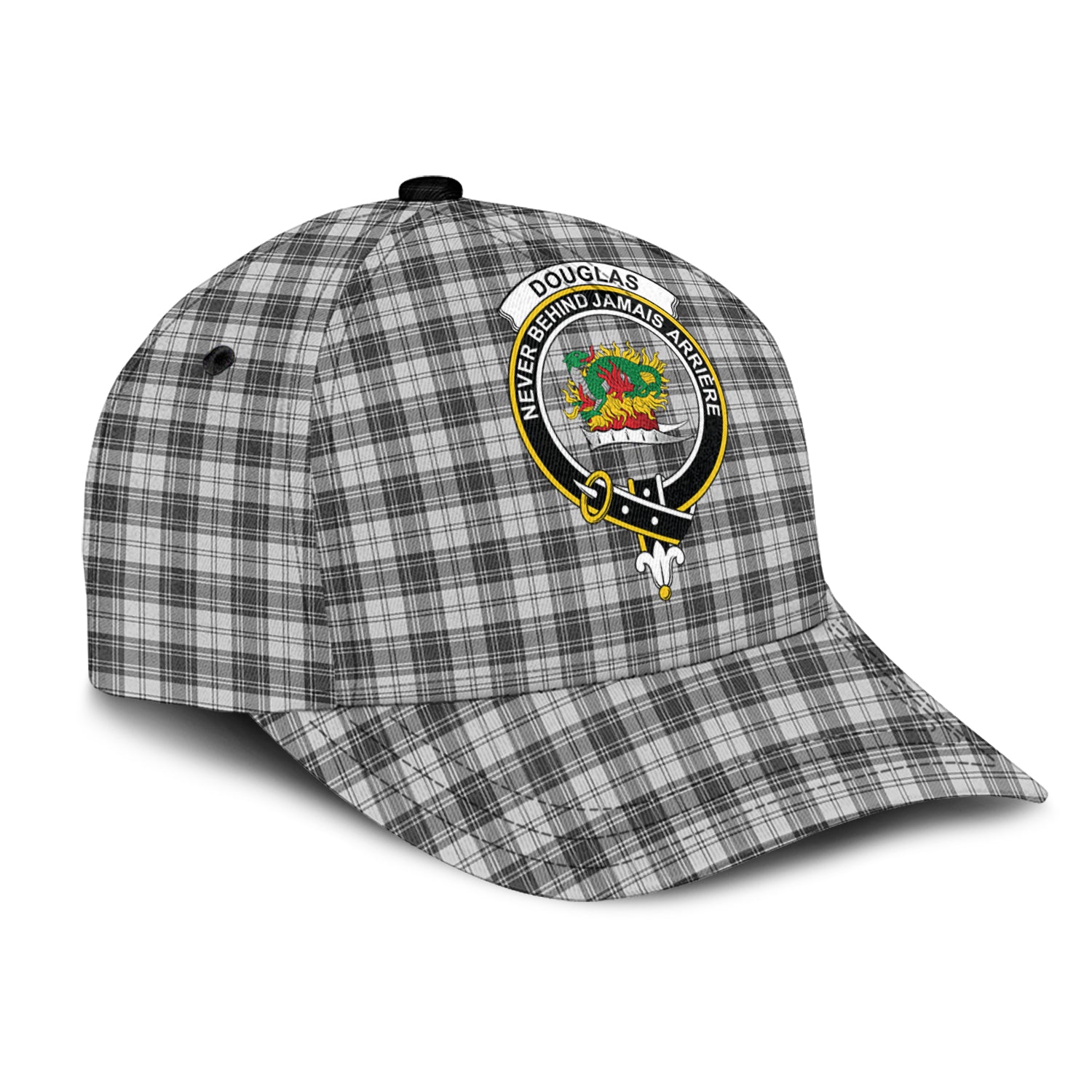 Douglas Grey Modern Tartan Classic Cap with Family Crest - Tartan Vibes Clothing