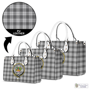 Douglas Grey Modern Tartan Luxury Leather Handbags with Family Crest