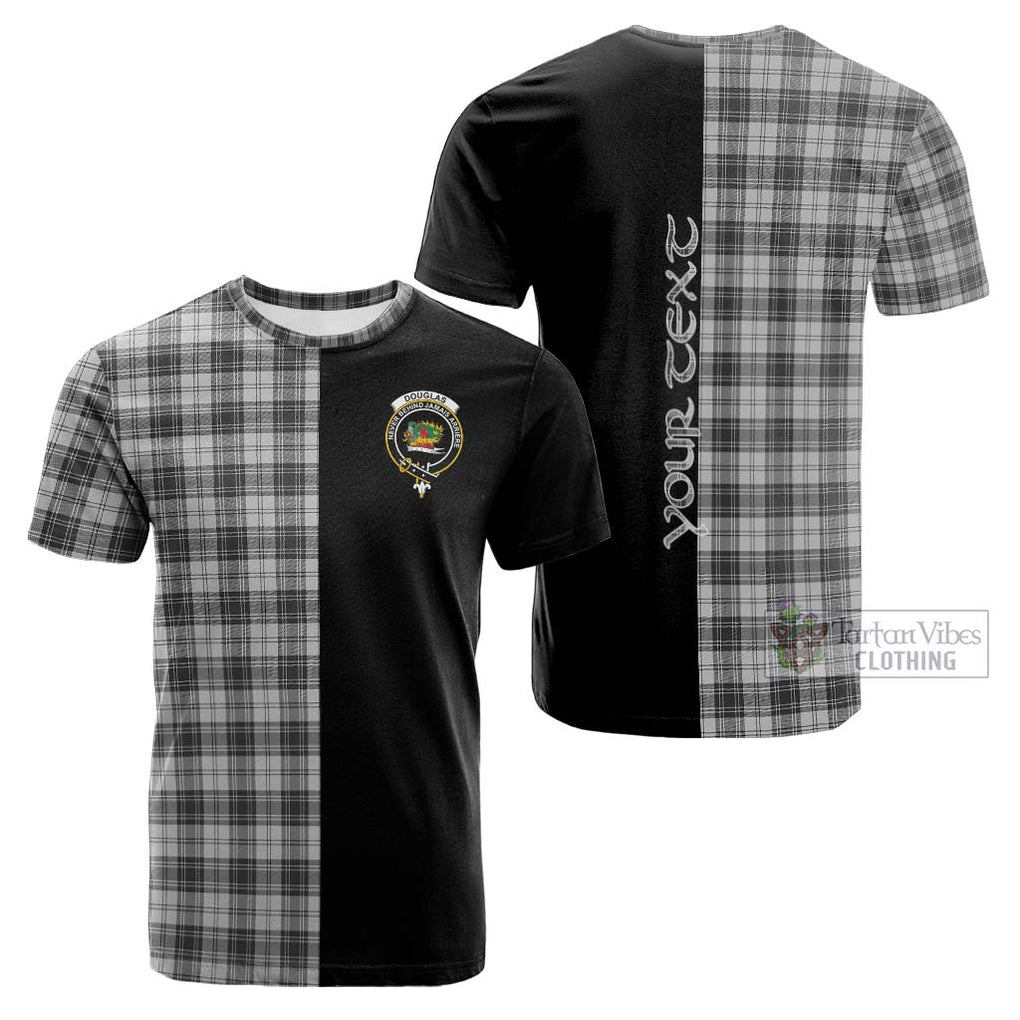 Tartan Vibes Clothing Douglas Grey Modern Tartan Cotton T-shirt with Family Crest and Half Of Me Style