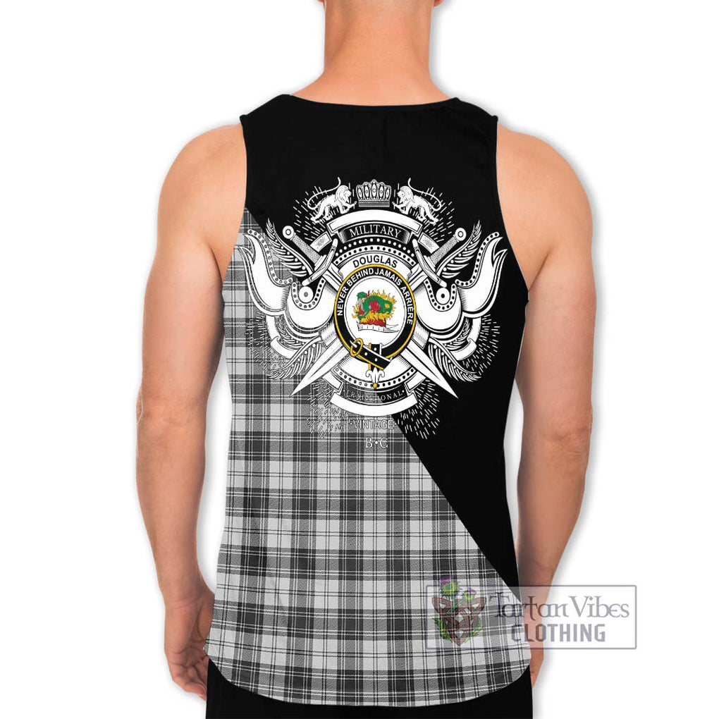 Douglas Grey Modern Tartan Men's Tank Top with Family Crest and Military Logo Style - Tartanvibesclothing Shop