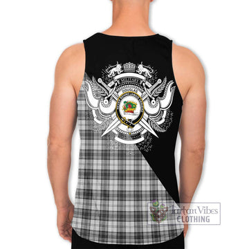 Douglas Grey Modern Tartan Men's Tank Top with Family Crest and Military Logo Style