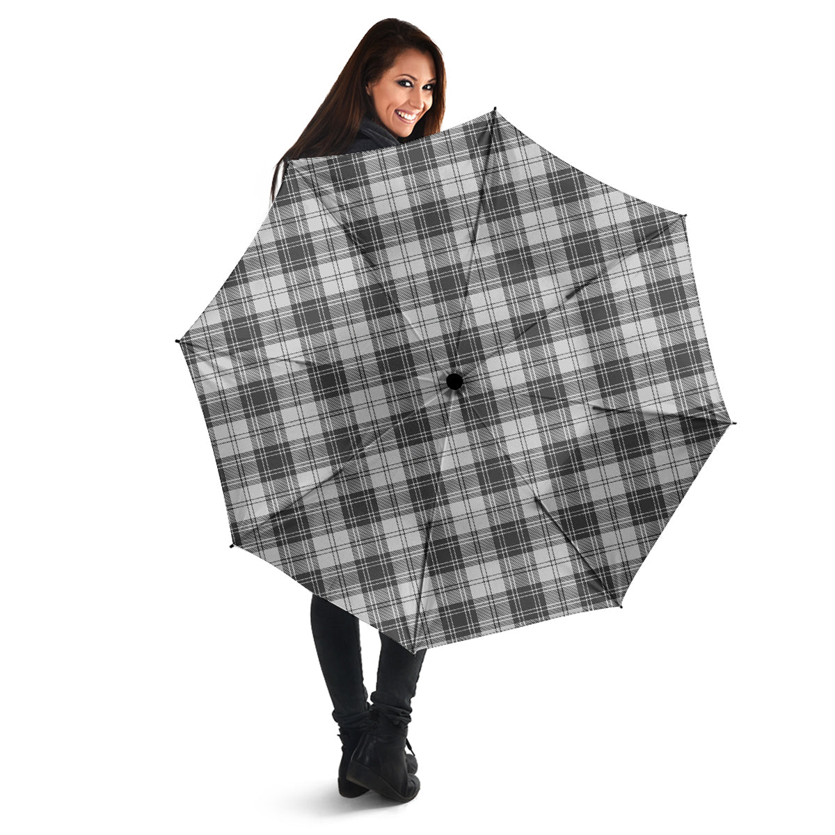 Douglas Grey Modern Tartan Umbrella - Tartanvibesclothing