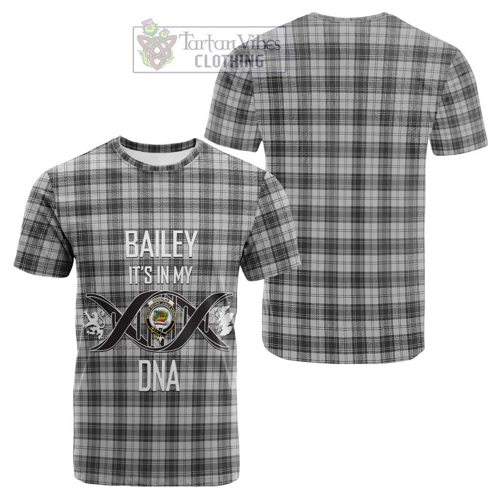 Tartan Vibes Clothing Douglas Grey Modern Tartan Cotton T-shirt with Family Crest DNA In Me Style