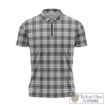 Douglas Grey Modern Tartan Zipper Polo Shirt