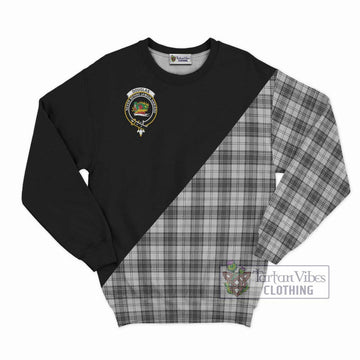 Douglas Grey Modern Tartan Sweatshirt with Family Crest and Military Logo Style