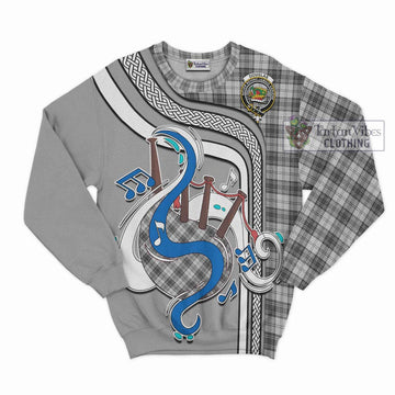 Douglas Grey Modern Tartan Sweatshirt with Epic Bagpipe Style