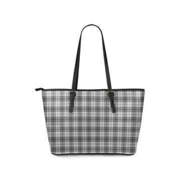 Douglas Grey Modern Tartan Leather Tote Bag