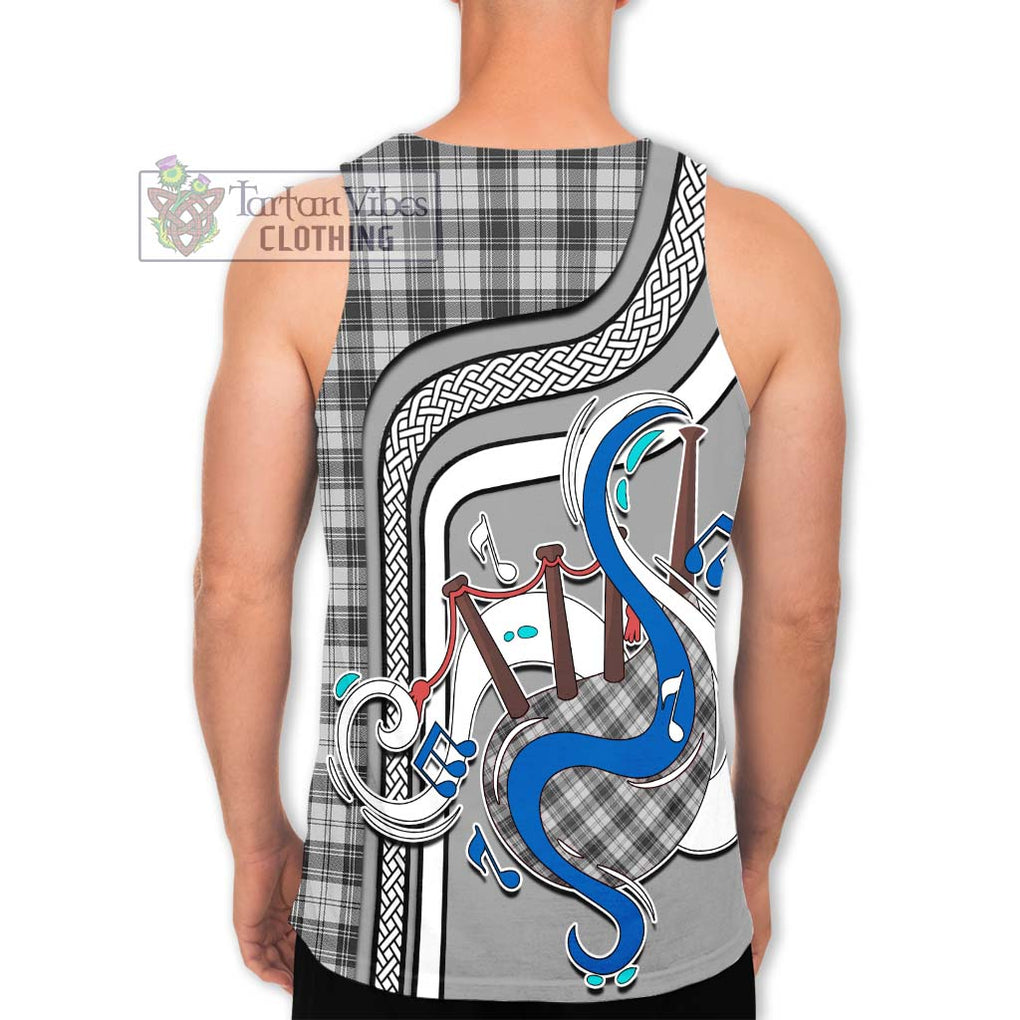 Douglas Grey Modern Tartan Men's Tank Top with Epic Bagpipe Style - Tartanvibesclothing Shop